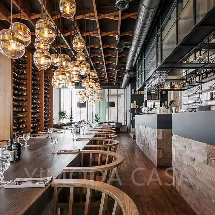 Cafe Table and Chair Outdoor Commercial Restaurant Furniture Arm Modern Hotel Dining Wood Cafe Chair