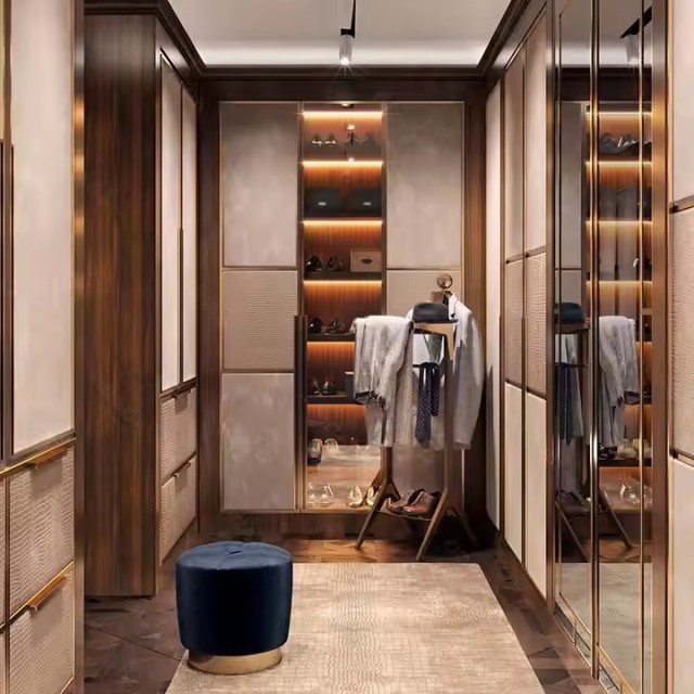 Slider Door Whole Home Factory Bedroom Furniture Wardrobe Cabinet Beige Wardrobe Walk in Closet Cabinets