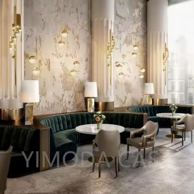 Commercial Furniture Set for Cafe Restaurant Hotel-Dining Table and Chairs with Sofa Seat for Coffee Shops