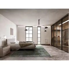 Custom Luxury Modern Freestanding Walk-in Closet Wardrobe with Grey Black Tempered glass door Wood Construction wardrobe for Bedroom Living Room