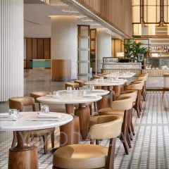 Hot Sale Custom Durable Industrial Wood Commercial Project Dining Hotel Cafe Restaurant Furniture Table and Chair