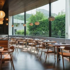 Commercial Restaurant Chair for Hotel Bar Cafe Table and Chair Dining Table Brown Chair Set for Coffee Shop