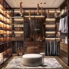 Modern Luxury Sliding Door Floor to Ceiling Extendable Hanging Bedroom Wardrobe Solid Oak Wood Modular Design for Living Room