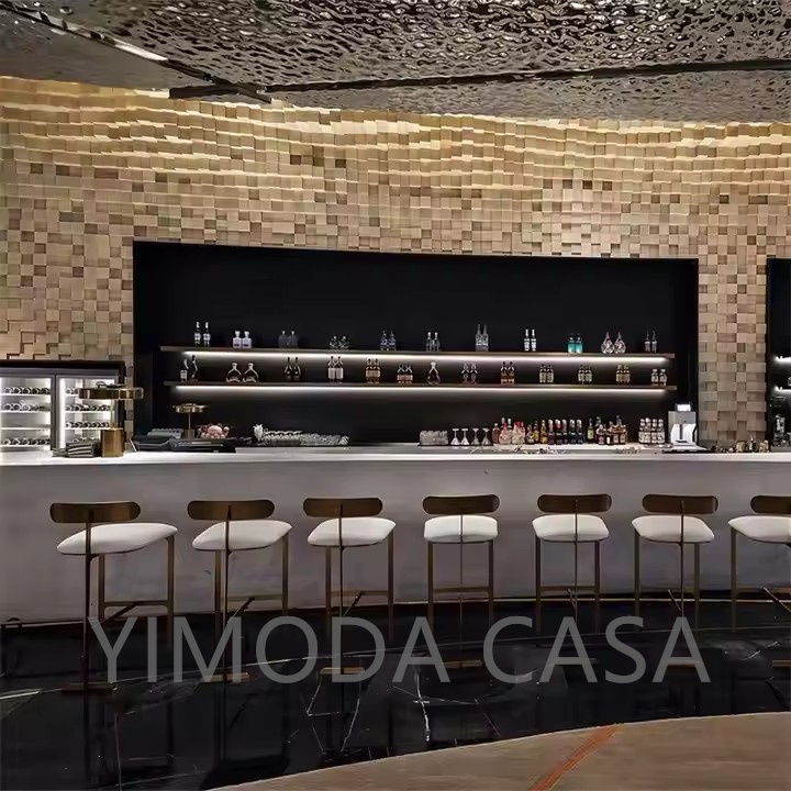 Customized Commercial Furniture Set Solid Wood Dining Chairs and Table Leather Curved Sofa Booth Seating coffee bar chairs