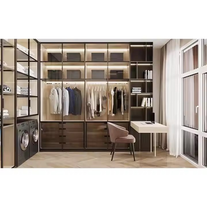Modern Luxury Sliding Door Floor to Ceiling Extendable Hanging Bedroom Wardrobe Solid Oak Wood Modular Design for Living Room