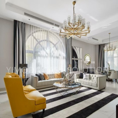 One Stop Interior Decor Furniture Villa Modern Reception yellow Velvet Couch 5 Star Hotel Lobby sofa Combination Dining room yellow velvet bar chairs