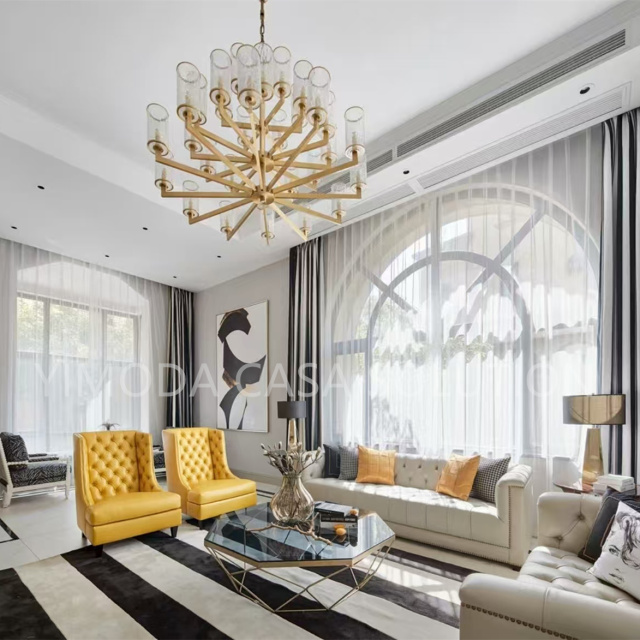 One Stop Interior Decor Furniture Villa Modern Reception yellow Velvet Couch 5 Star Hotel Lobby sofa Combination Dining room yellow velvet bar chairs