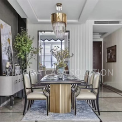 Modern Dining Room Furniture One-Stop Shopping Furniture Dining Room Set Rectangular table with beige tufted leather dining chair