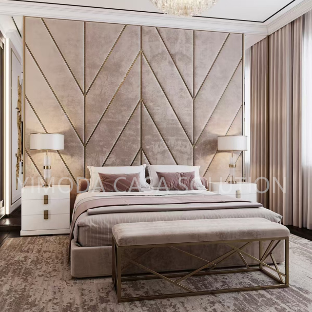 Hotel Luxury Customizable Made Villa Furniture Modular Highback bedroom One Stop Solution Modern Italian High End High bedhead tufted bedroom Furniture