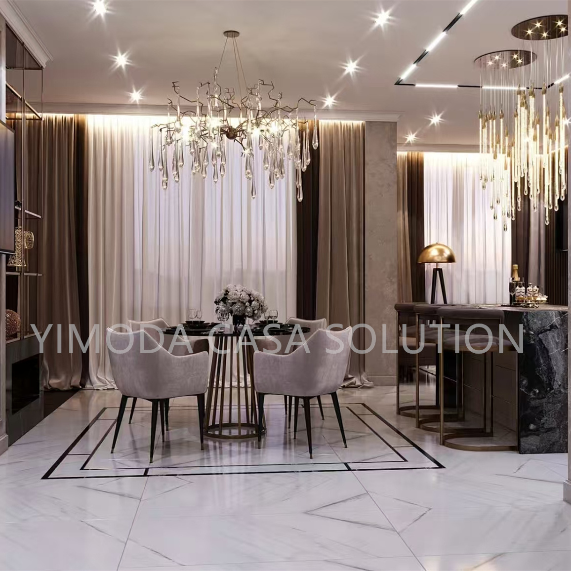 One-stop Solution Modern Design  Grey Fabric Upholstered Bar chair Dining room furniture for Home