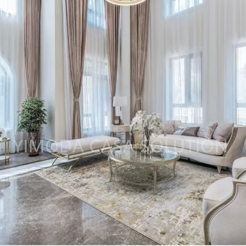Hotel Luxury Customizable Made Villa Furniture Modular Tufted beige leather bedroom set One Stop Solution Modern Italian High End Apartment Furniture