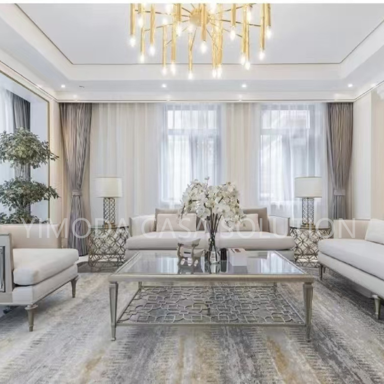 Hotel Luxury Customizable Made Villa Furniture Modular Tufted beige leather bedroom set One Stop Solution Modern Italian High End Apartment Furniture