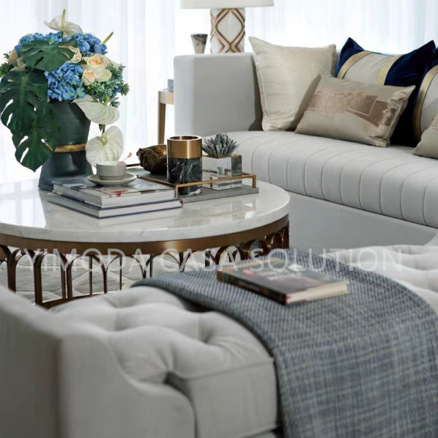 Modern Living Room Design Set Factory One Stop Furniture Sectional White leather chesterfield Sofa Chair Coffee Table