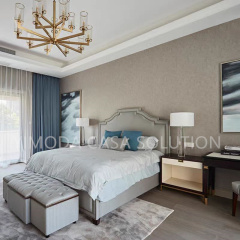 Luxury Customized Modern High-End Solid Wood Villa and Hotel Bedroom Sets Modular White tufted leather Sofa and One-Stop Furniture Solutions