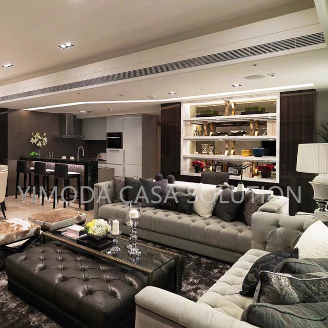 One-Stop Solution High End Hotel Room Project Furniture Hotel White leather tufted Bedroom Sets Beds Wardrobes Dining Tables Furniture Set