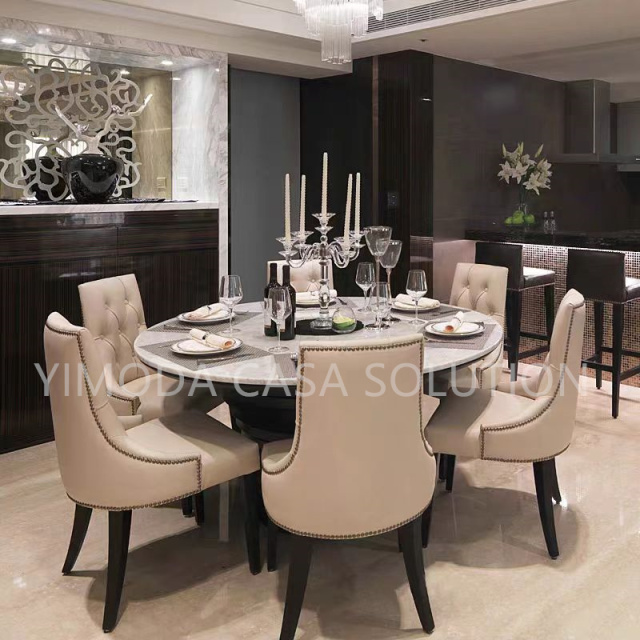 One-Stop Solution High End Hotel Room Project Furniture Hotel White leather tufted Bedroom Sets Beds Wardrobes Dining Tables Furniture Set