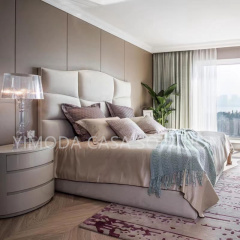 One Stop Solution Full Hotel Room Bedroom Sets Apartment Wholesale Price Beige leather upholstery bedroom furniture Hotel Project Furniture