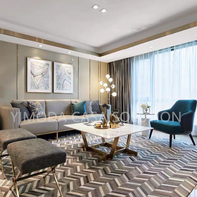 Customized Modern Style 5-Star Eco-Friendly Durable One Stop Solution Llving room sofa grey blue tuifted sofa couch villa Hotel Furniture