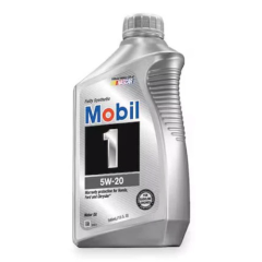 Mobil 1 5W-20 full synthetic motor oil bottle, alternate label view