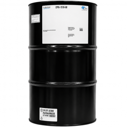 CPI CP-1516-68 black PAG lubricant drum with Lubrizol and CPI labels