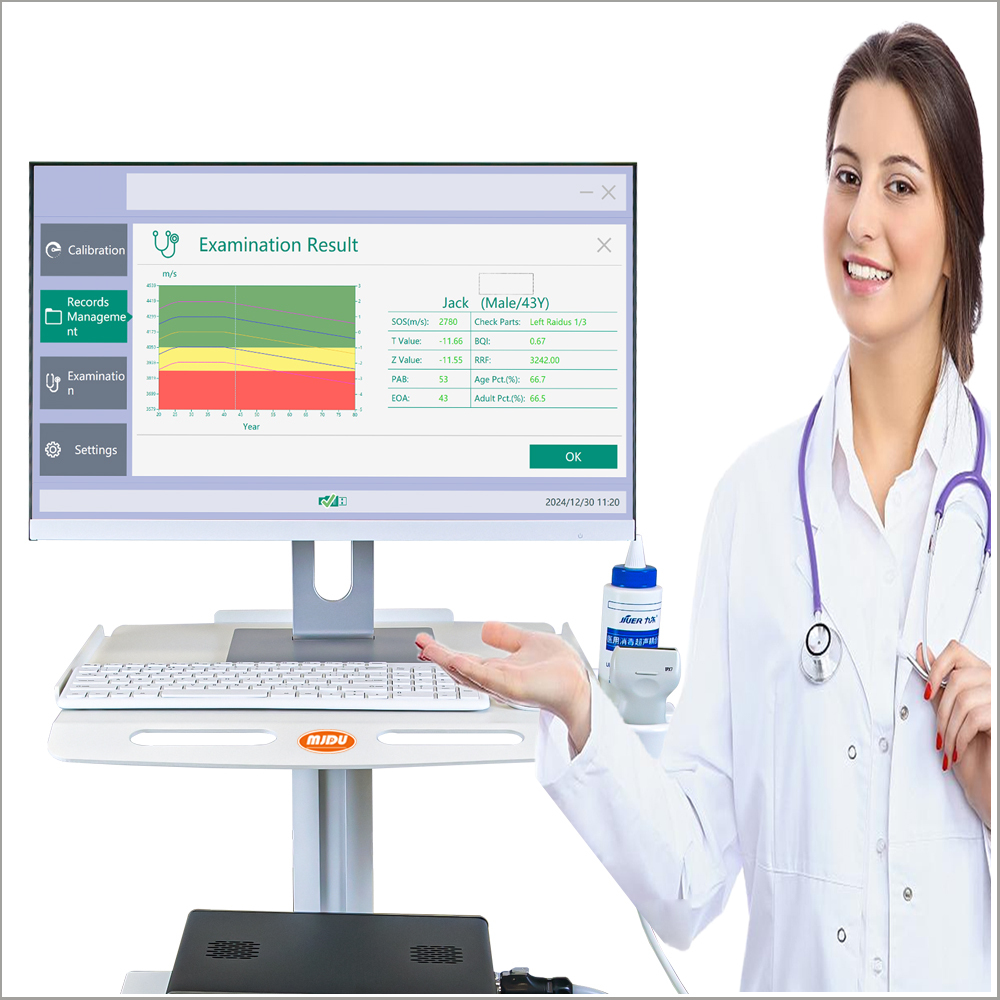 MJD-9000B / Detector de densidade óssea ultrassônico portátil com carrinho
