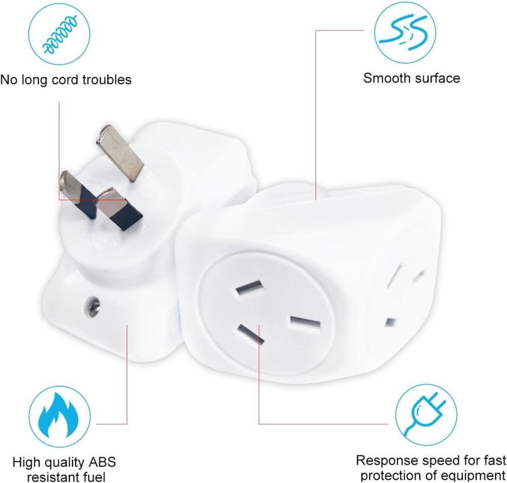 Multi Plug Outlet Extender: Double Wall Adapter for Home, Office