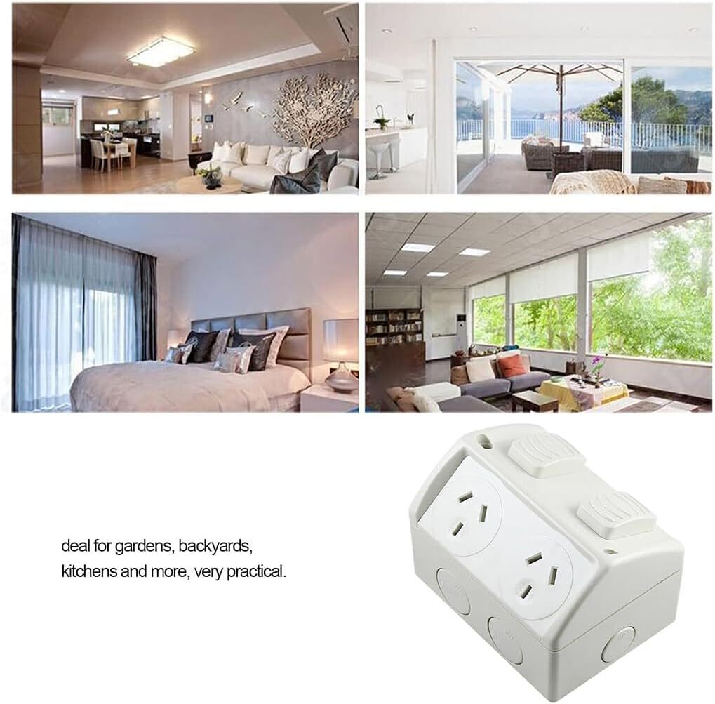 Double Power Point 10A Socket Waterproof Outdoor Safe Durable
