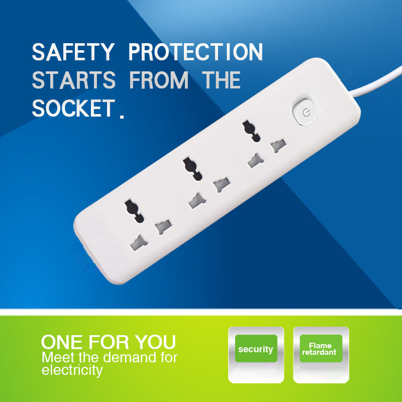 Power Strip,3 Outlet Surge Protector,with 2M Extension Cord Powerboard
