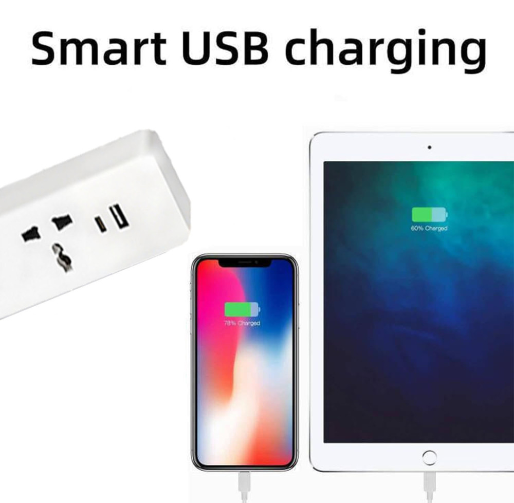 Aussie Style 1m Strip: 4 Plugs, USB & USB-C