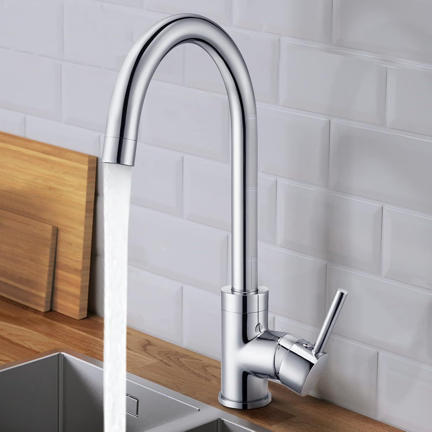 WELS Kitchen Mixer Tap Swivel Gooseneck Kitchen Taps Kitchen Laundry Sink Tap