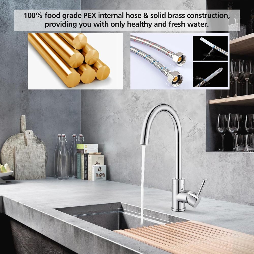 WELS Kitchen Mixer Tap Swivel Gooseneck Kitchen Taps Kitchen Laundry Sink Tap