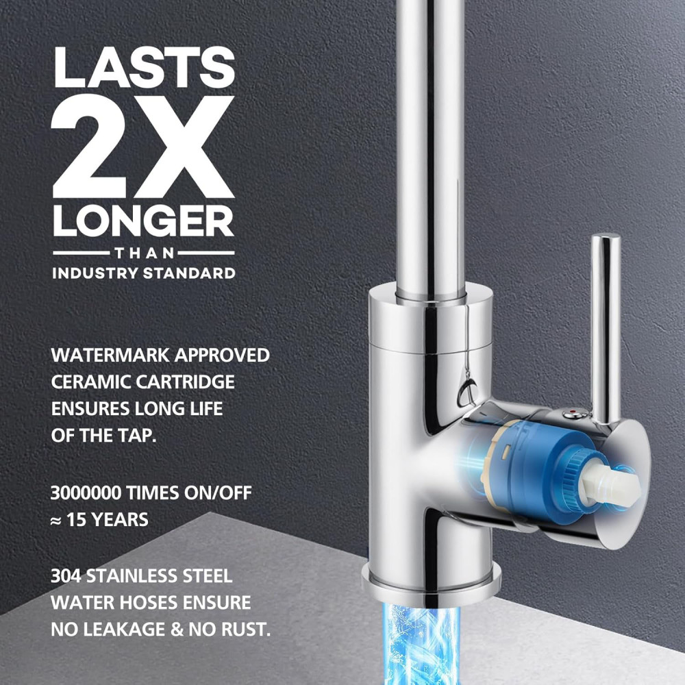 WELS Kitchen Mixer Tap Swivel Gooseneck Kitchen Taps Kitchen Laundry Sink Tap