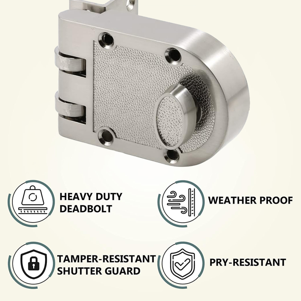 TABUBIL Door Lock Chromed Single Cylinder Deadlock Suits Left&Right