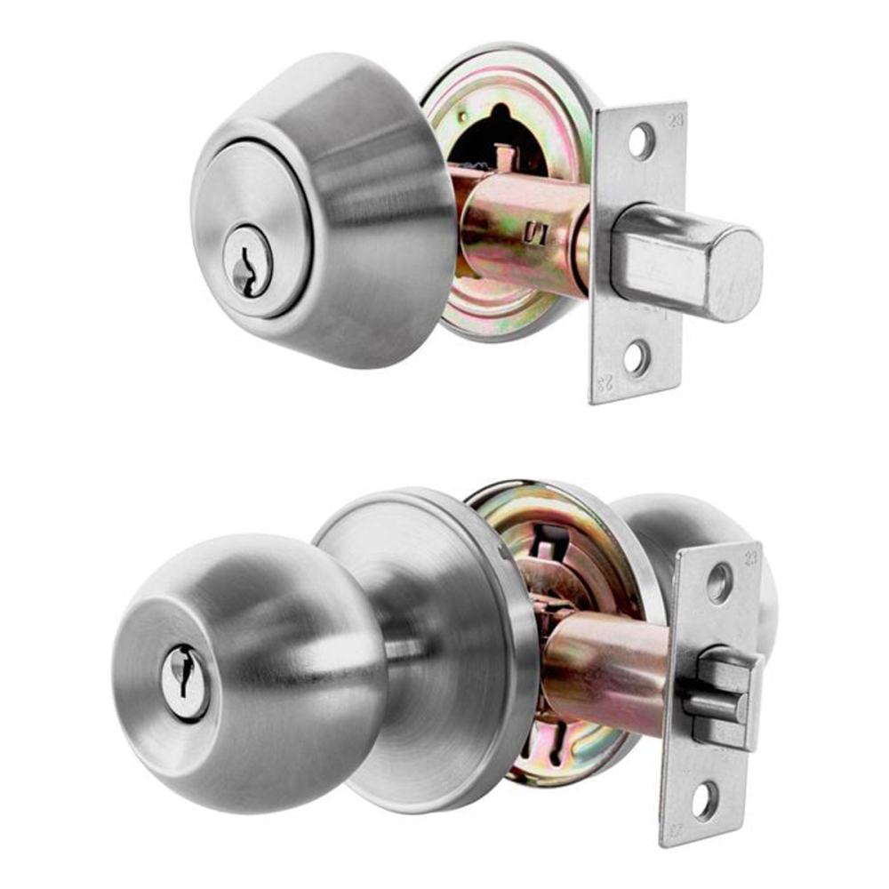 TABUBIL Lockset Double Cylinder Deadbolt Lock + Entrance Lock Knobset Stainless Steel