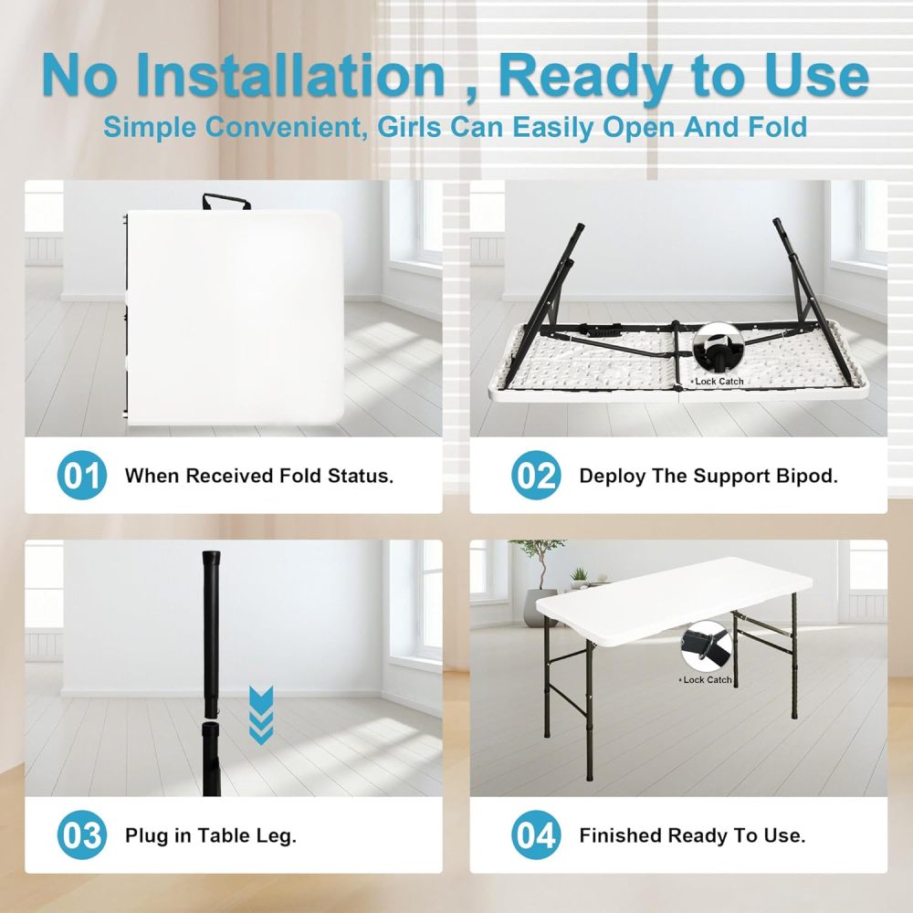TABUBIL 4ft Bi-Fold Blow Mould Trestle Table