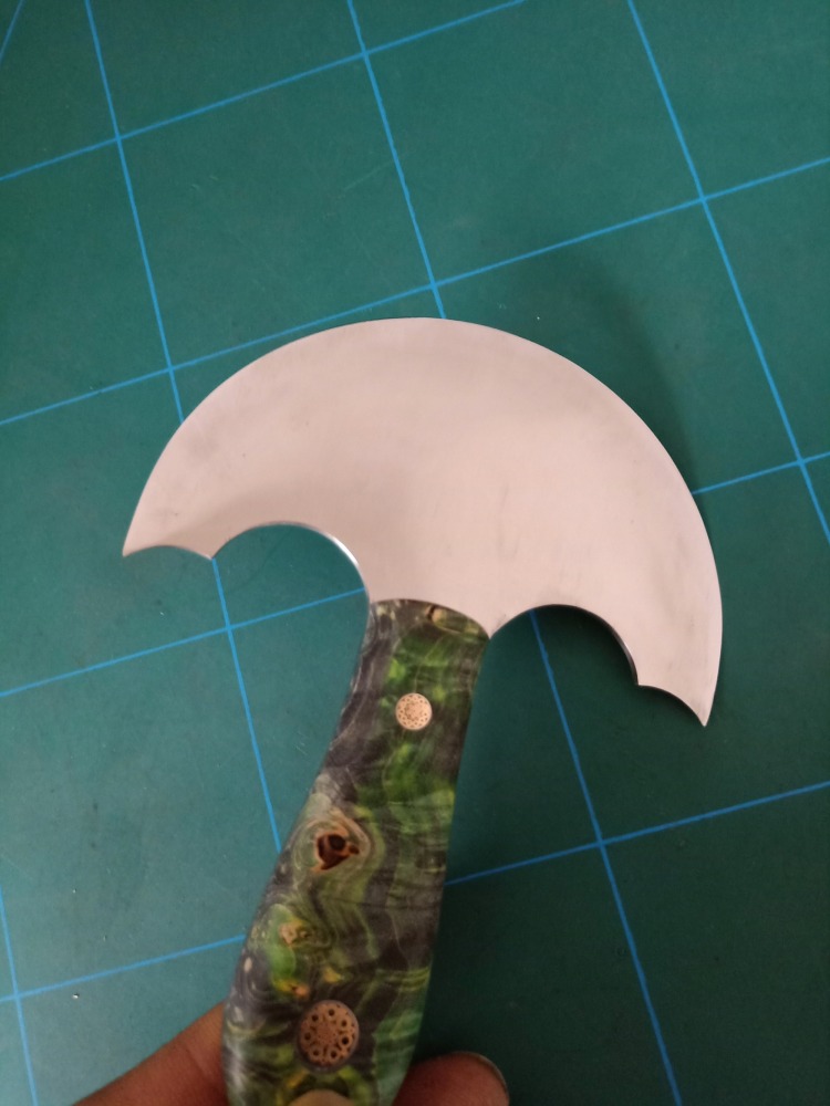 KL green stabilized handle custom round knife (preorder)