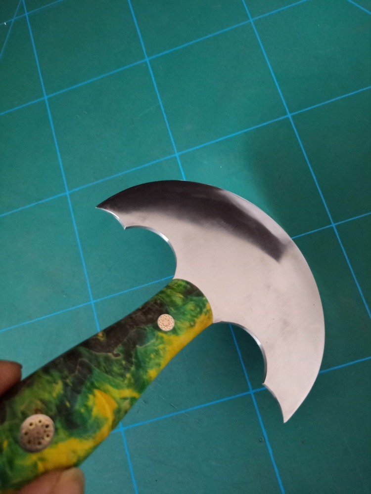 KL green stabilized handle custom round knife (preorder)