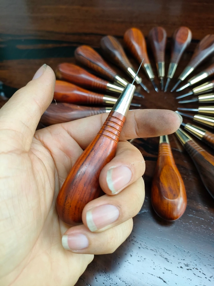 Curve handle stitching awl_Sewing awl with wooden crank_China Handmade ...
