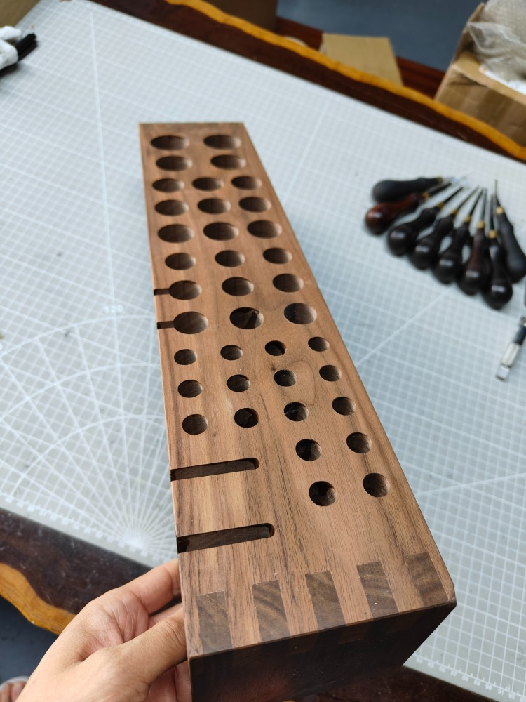 Walnut tool rack