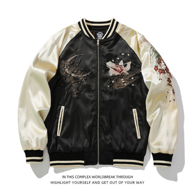 Nine-Tailed Fox Embroidered Coat Baseball Jacket