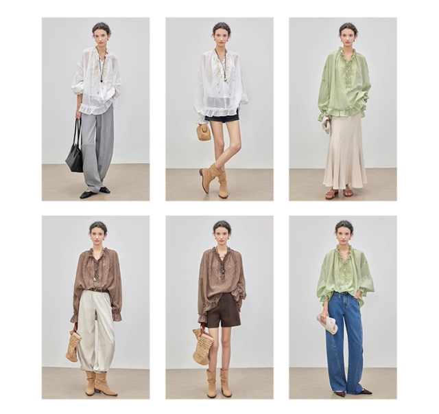 Heavy Industry Gypsophila_Anti-wrinkle ramie Tencel texture fairy ruffled rhinestone slightly see-through sun protection shirt