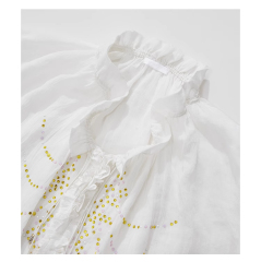 Heavy Industry Gypsophila_Anti-wrinkle ramie Tencel texture fairy ruffled rhinestone slightly see-through sun protection shirt