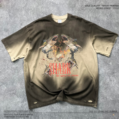 Streetwear trendy dark shark personalized printed T-shirt