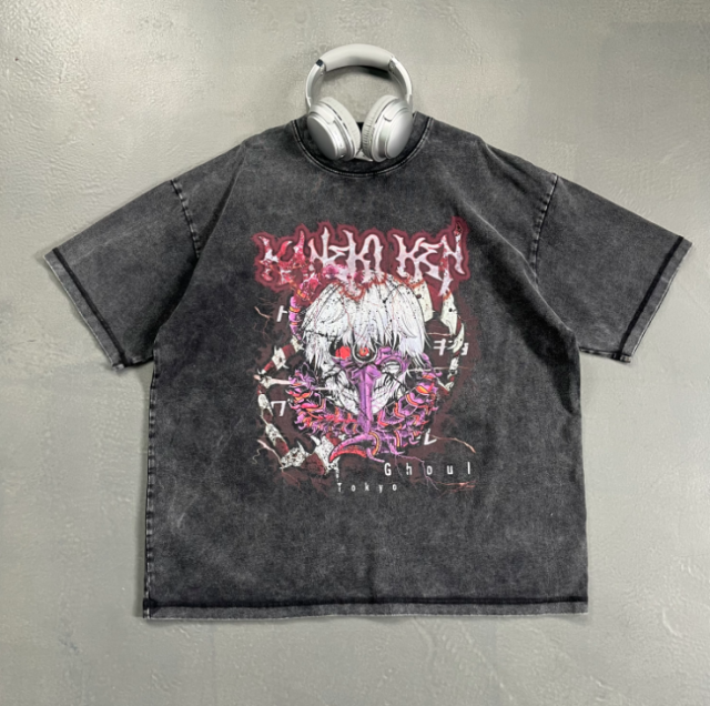 Dark anime personalized trendy brand printed T-shirt