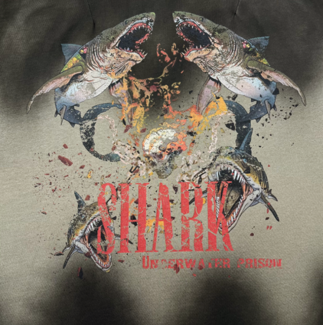 Streetwear trendy dark shark personalized printed T-shirt