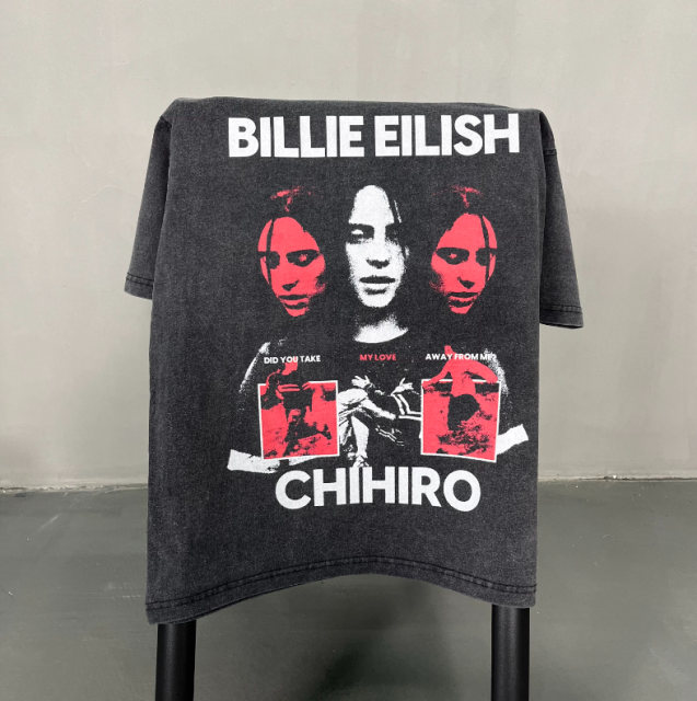 American streetwear music figure washed and distressed digital printed T-shirt