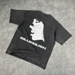 American streetwear music figure washed and distressed digital printed T-shirt