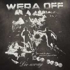 Distressed dark punk trend brand printed T-shirt with scattered edges