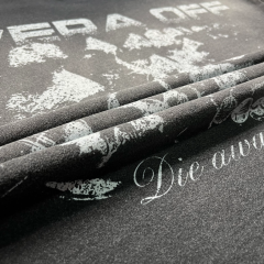 Distressed dark punk trend brand printed T-shirt with scattered edges