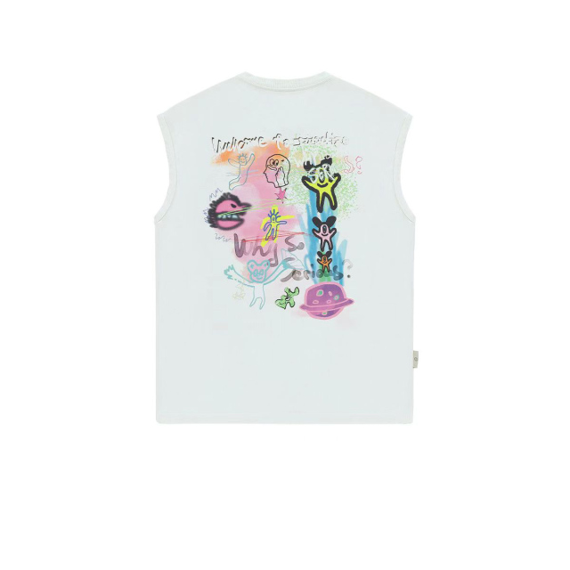 American style oversize washed vest men's trendy couple sleeveless T-shirt